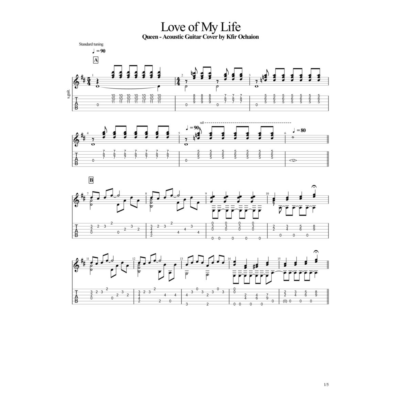 Табы Kfir Ochaion - Queen - Love of My Life - Acoustic