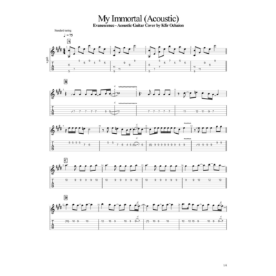 Табы Kfir Ochaion - Evanescence - My Immortal -Acoustic