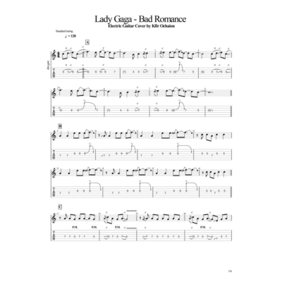 Табы Kfir Ochaion - Lady Gaga - Bad Romance - Electric