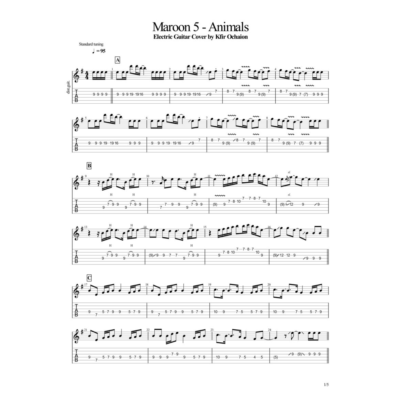 Табы Kfir Ochaion - Maroon 5 - Animals - Electric