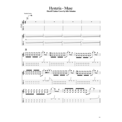 Табы Kfir Ochaion - Muse - Hysteria - Electric Guitar