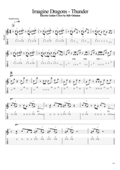 Табы Kfir Ochaion - Imagine Dragons - Thunder