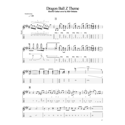 Табы Kfir Ochaion - Dragon Ball Z Theme - Electric Guit