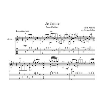 Je t´aime (Лара Фабиан)  для  гитары
