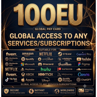 100$ Card Global👌PAY IN ANY Services✅any Subscriptions