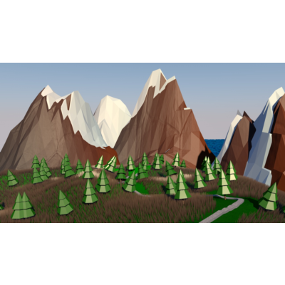 3D-Модель низкополигонального ландшафта
