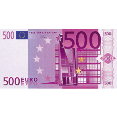 Отсканированные изображения Евро номиналом 5,10,20,50,100,200,500.