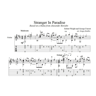 Stranger In Paradise (Форрест, Бородин) ноты для гитары