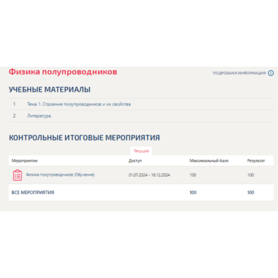 Физика полупроводников.Тест Синергия/МТИ 2024г.