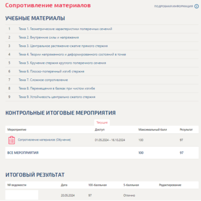 Сопротивление материалов.ти.Тест Синергия/МТИ 2024г