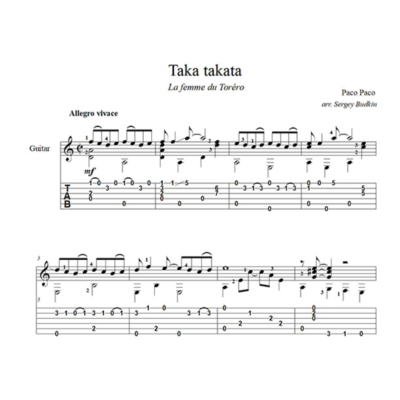 Taka takata (Джо Дассен) ноты для гитары