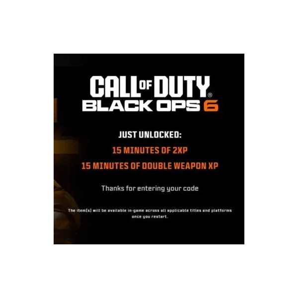 15 MIN 2XP + 15 MIN WEAPON XP COD BLACK OPS 7/6 GLOBAL