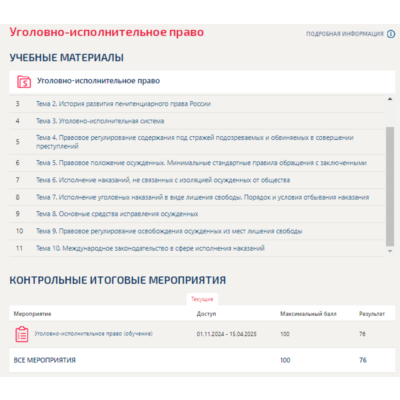 Уголовно-исполнительное право.Тест Синергия/МТИ 2024г