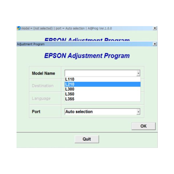 Сброс Epson L110 L210 L300 L350 L355 Adjustment Program