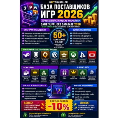 База контактов поставщиков лицензионных Ключей Steam