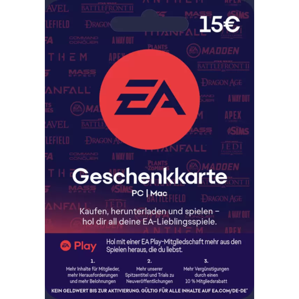 EA Game Cash Card 15 EUR — 25 EUR (EU)