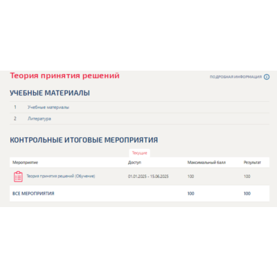 Теория принятия решений.Тест Синергия/МТИ 2025г