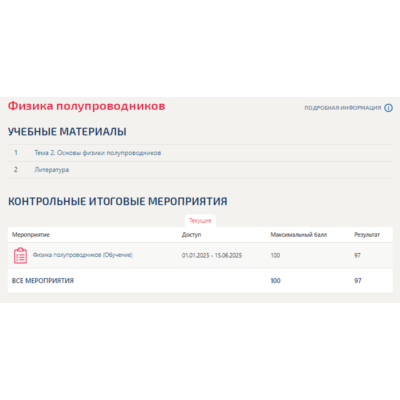 Физика полупроводников.Тест Синергия/МТИ 2025г