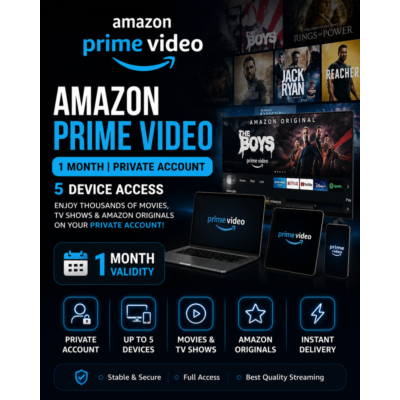 🔥 AMAZON PRIME VIDEO – 1 MONTH 🔥 5 Device Private Account ✅