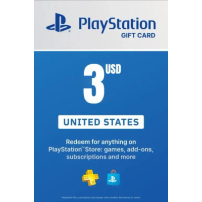 Playstation Network PSN $3 (USA) - без комиссии
