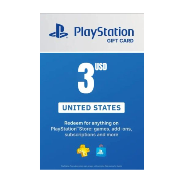 Playstation Network PSN $3 (USA) — без комиссии
