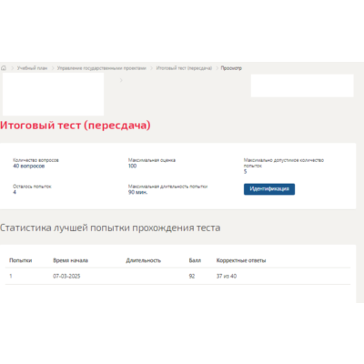 Управление государственными проектами.Тест Синергия/МТИ