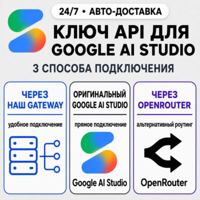 API-ключ Google AI Studio | Работает везде (в т. ч. в РФ) | Все модели