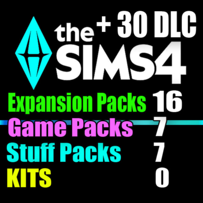 SIMS 4 + 30 DLC (16 допов・7 наборов・7 кат.・0 компл.)