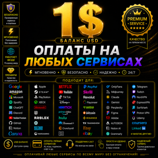 1$ Global Payment Card Pay Any Service/Subscription ⭐
