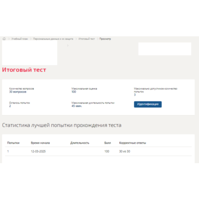 Персональные данные и их защита.Итоговый тест Синергия