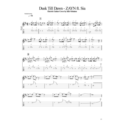 Табы Kfir Ochaion - Dusk Till Dawn - ZAYN ft. Sia