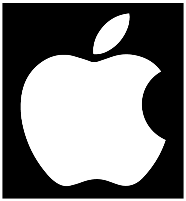 Логотип Apple (Яблоко) белый, векторное изображение