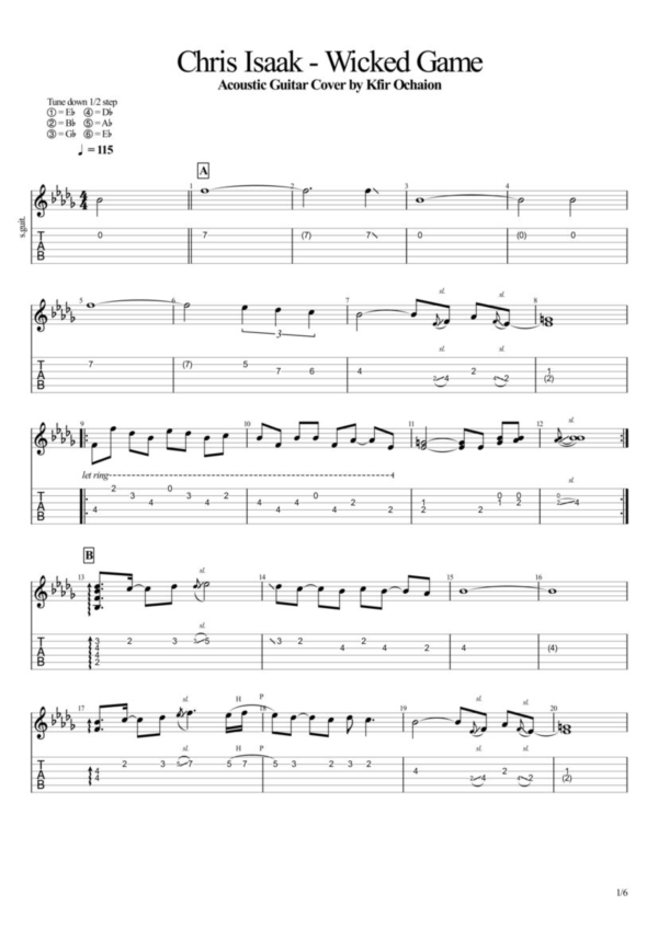 Табы Kfir Ochaion - Chris Isaak - Wicked Game - Acoust