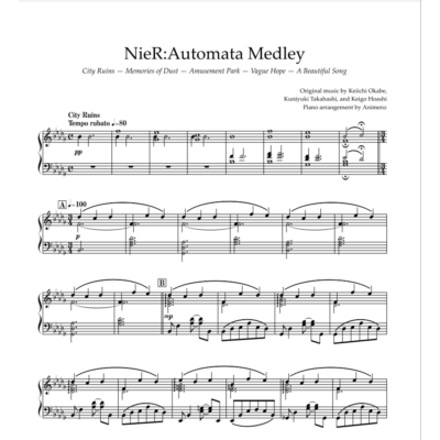 Ноты Animenz - NieR: Automata - Soundtrack Medley