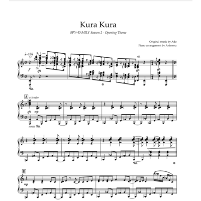 Ноты Animenz - Kura Kura (SPY × FAMILY S2 OP) Ado