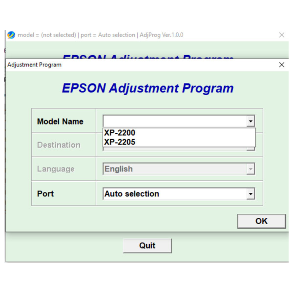 Сброс Epson XP2200 XP2205 Adjustment Program