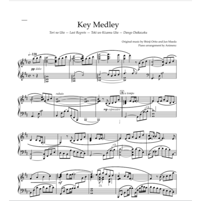 Ноты Animenz - Key Anime Medley (Air, Kanon, Clannad)