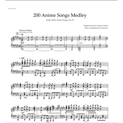 Ноты Animenz - Early 2010s Anime (Songs 18-37)