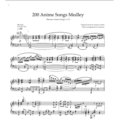 Ноты Animenz - Shounen Anime (Songs 1-17)