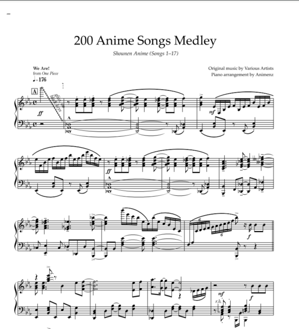 Ноты Animenz - Shounen Anime (Songs 1-17)