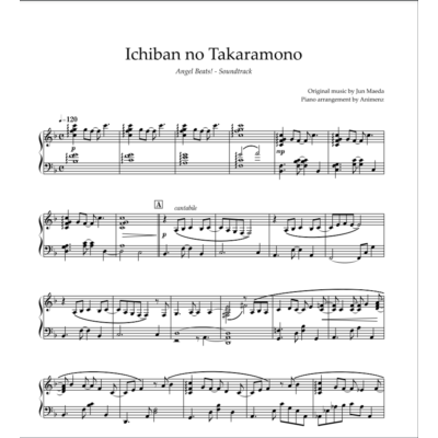 Ноты Animenz - Ichiban no Takaramono - Angel Beats! OST