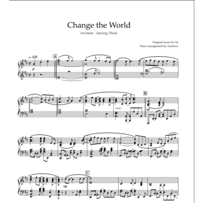 Ноты Animenz - CHANGE THE WORLD - Inuyasha OP1