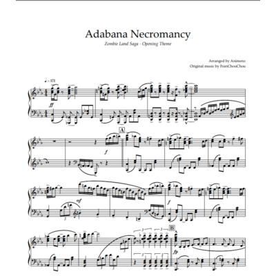 Ноты Animenz - Adabana Necromancy - Zombie Land Saga OP