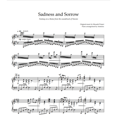 Ноты Animenz - Sadness and Sorrow (Special) - Naruto