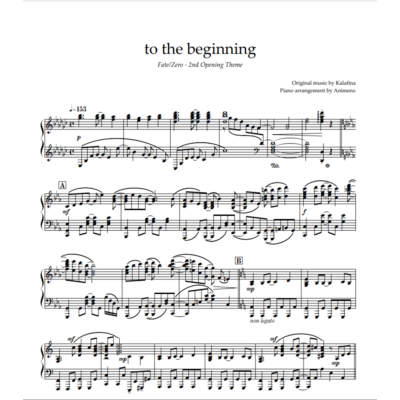 Ноты Animenz - to the beginning - Fate/zero Season 2 OP