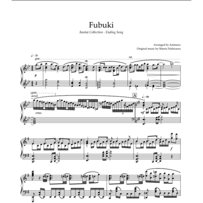 Ноты Animenz - Fubuki - Kantai Collection ED