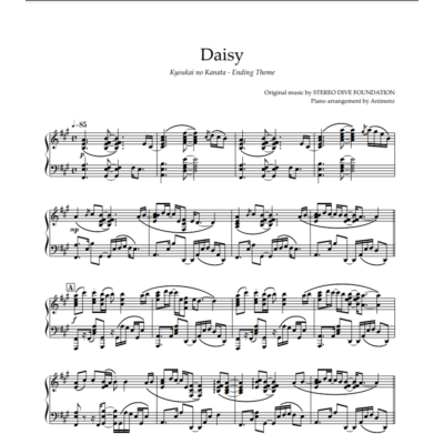 Ноты Animenz - Daisy - Kyoukai no Kanata ED