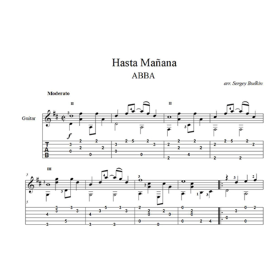 Hasta Mañana - ABBA - ноты для гитары