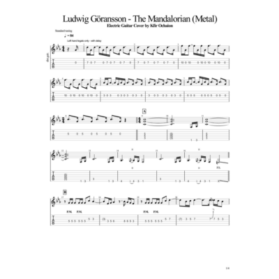 Табы Kfir Ochaion - The Mandalorian Theme - Metal Cover