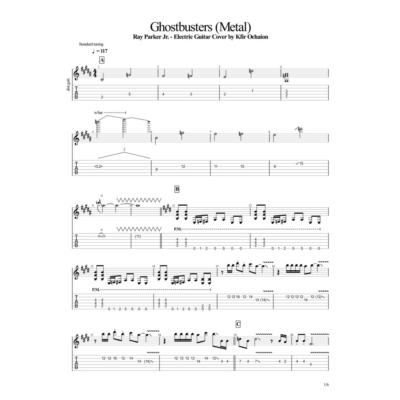 Табы Kfir Ochaion - Ray Parker Jr - Ghostbusters -Metal
